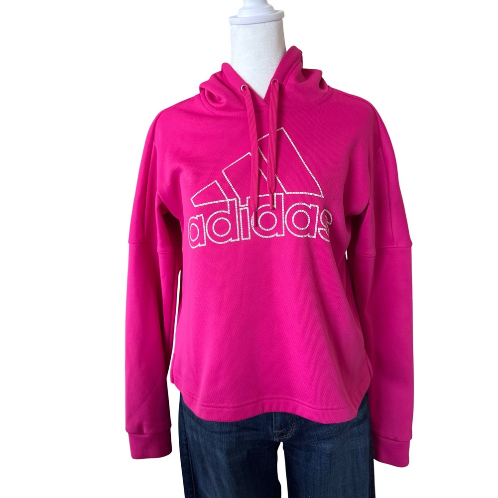 adidas Climawarm Pink Hoodie Women's‎ Small 3 Stripe Life Pullover